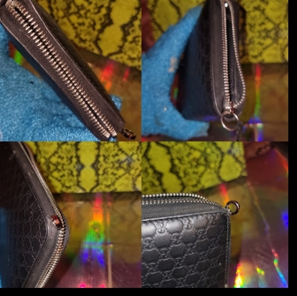 Gucci Micro GG Guccissima black leather wallet on chain zippy New in box Authent - Picture 15 of 16